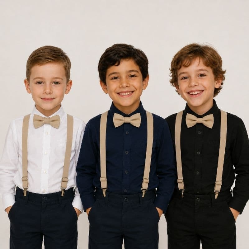Conjunto Camisa Infantil Slim Manga Longa Suspensório Gravata
