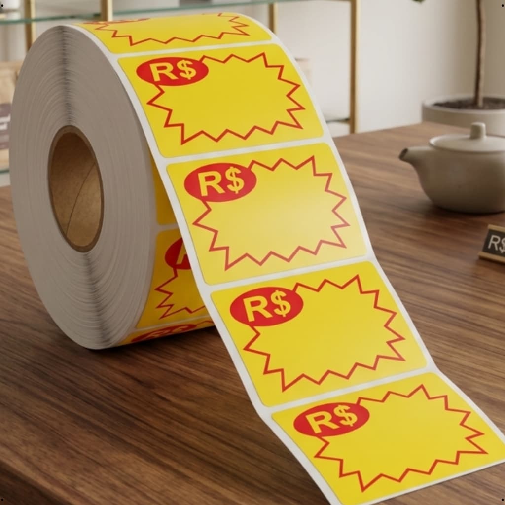 250 ETIQUETA ADESIVA OFERTA PARA PREÇO R 60X40mm AMARELA PROMOÇÃO - ENVIO IMEDIATO - 6X4cm SPLASH