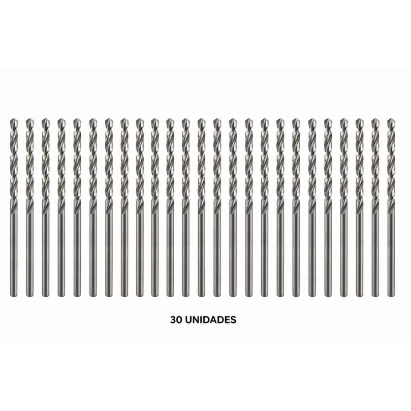 Broca Aço Rápido 1/8" HSS Fertak – Kit com 30 Unidades