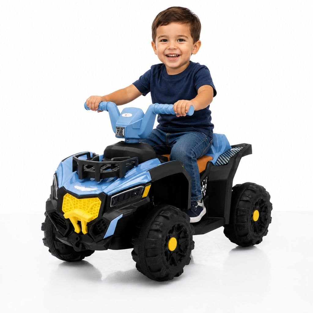 Carrinho Quadriciclo Infantil Elétrico 4 Rodas Luzes Musica Acelerador Seguro Divertido - Rosa Azul Verde