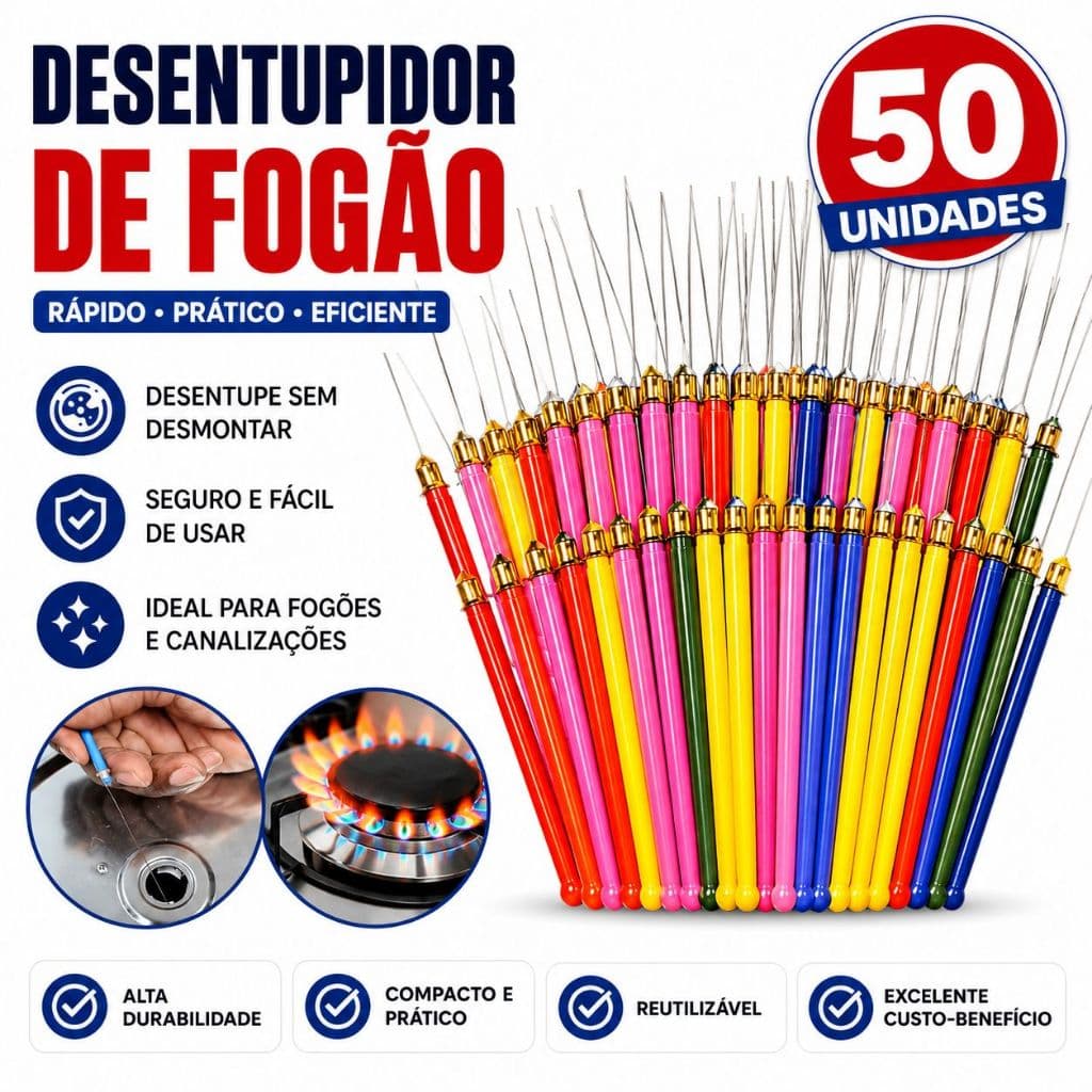 Desentupidor de Fogão e chuveiro com 50 Unidades