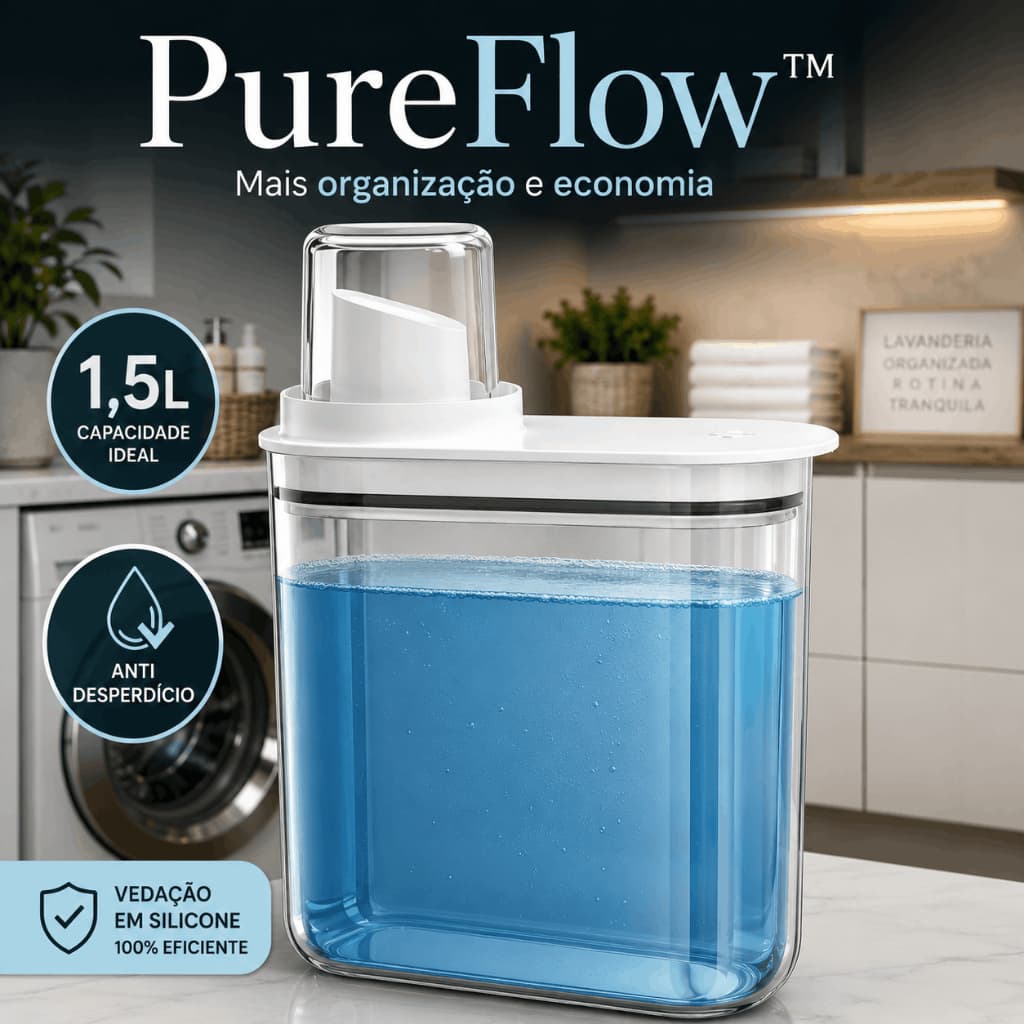 Dispenser PureFlow 1,5L Sabão Líquido Anti Vazamento Organizador Premium