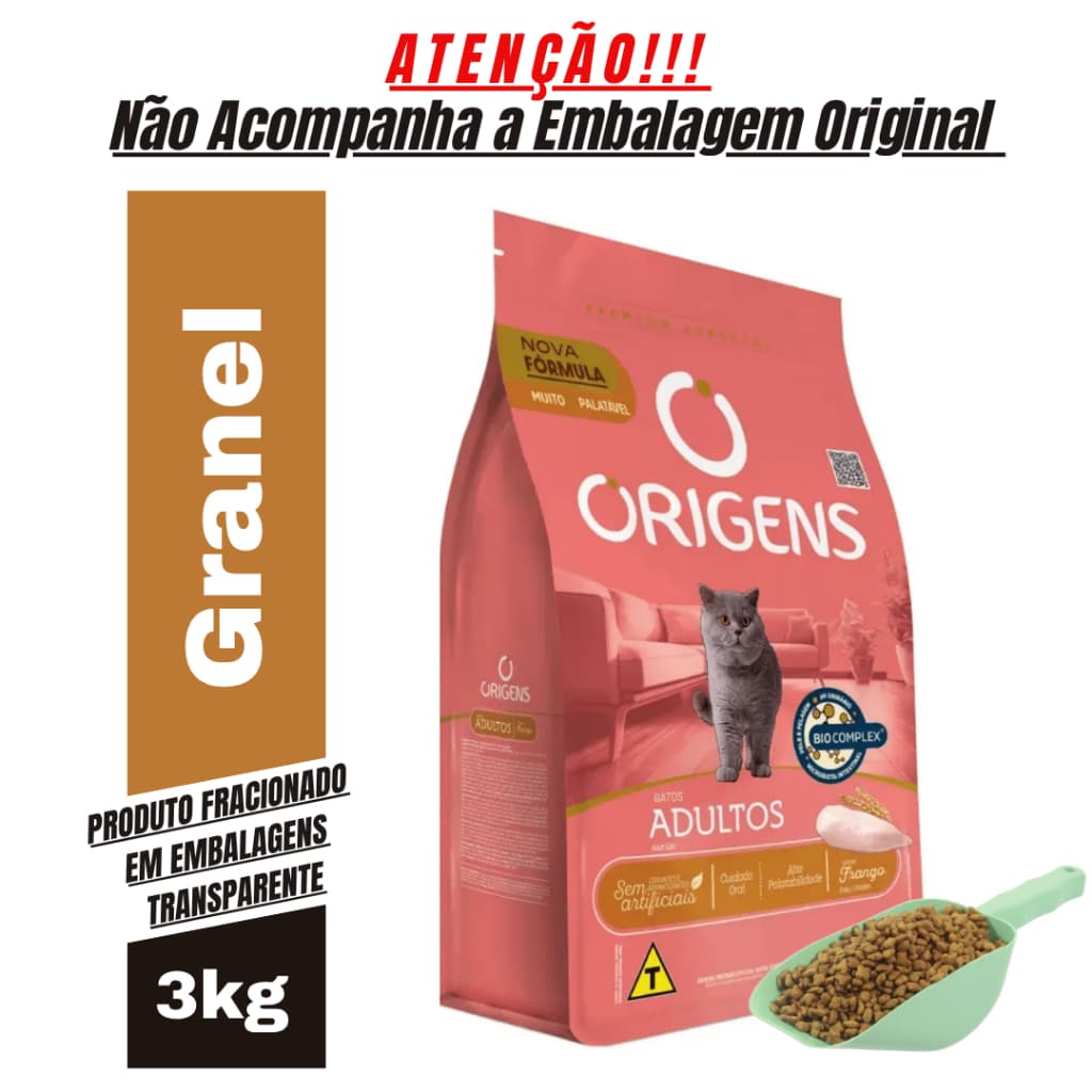 Ração a Granel para Gatos Adultos Origens Sabor Frango 3Kg