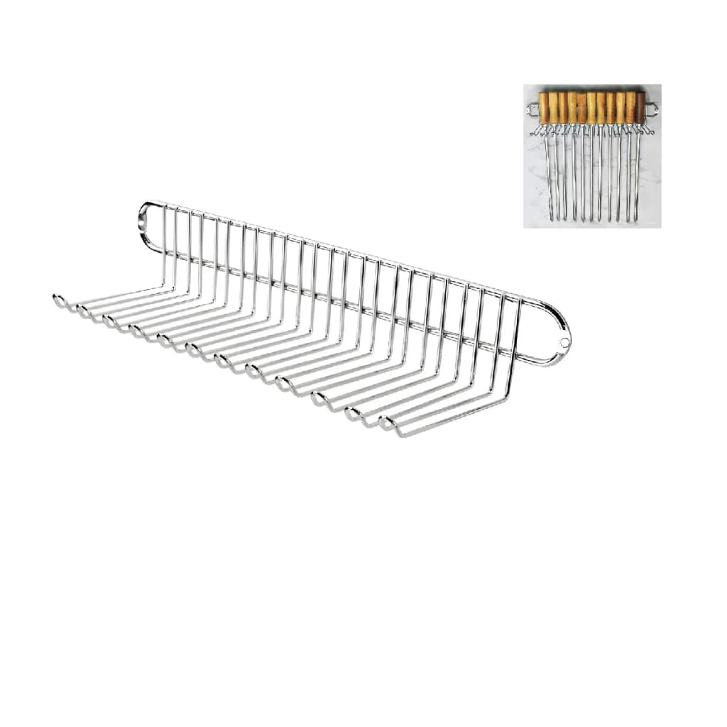 Suporte porta espeto parede grande utensílios churrasco multiuso cromado