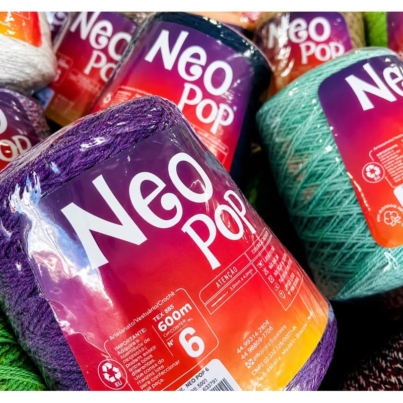 Kit 2 Cones De Barbante Neo Pop Número 6 Com 600 Metros Cada Cone