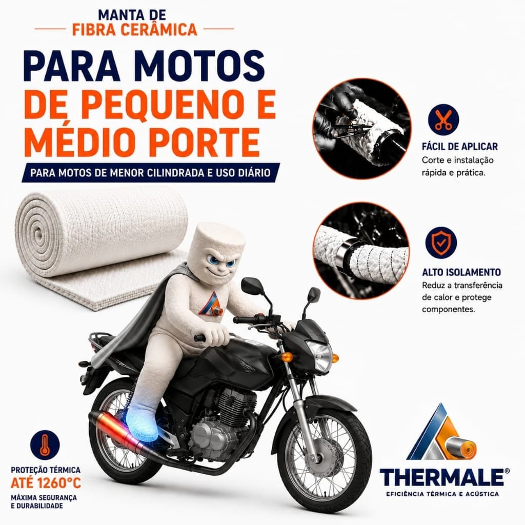 Lã para escapamento Moto P - 300x300x25 mm - 1260º - Segurança e confiança térmica.