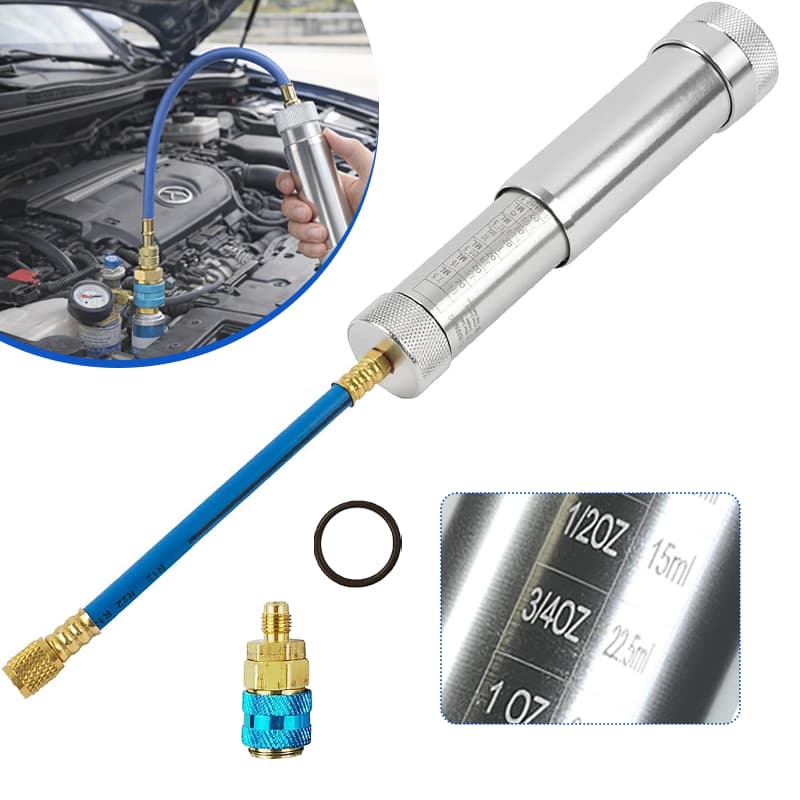 Injetor De Corante De Óleo A/C Para Carro 60ml Adaptador QC12L Ar Condicionado Automotivo