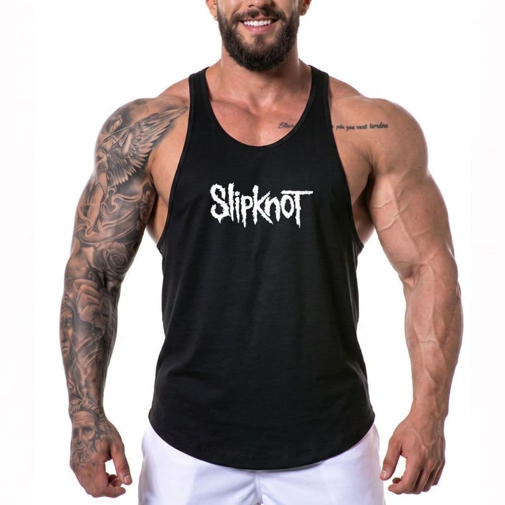 Camiseta Regata Cavada Slipknot Banda Rock Treino Bodybuilder Musculação