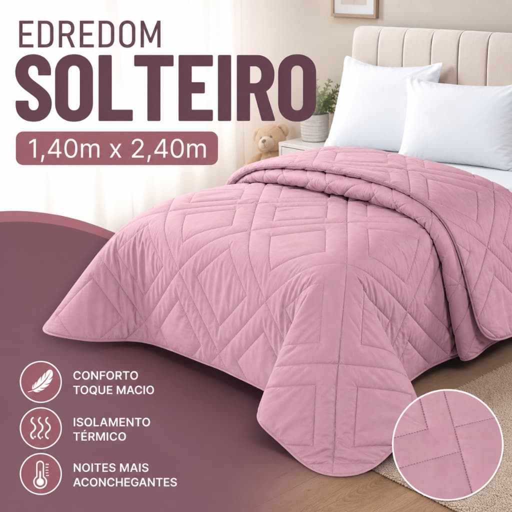 Edredom Solteiro Soft Dupla Face 1,40x2,40 Macio Aconchegante Luxo Moderno