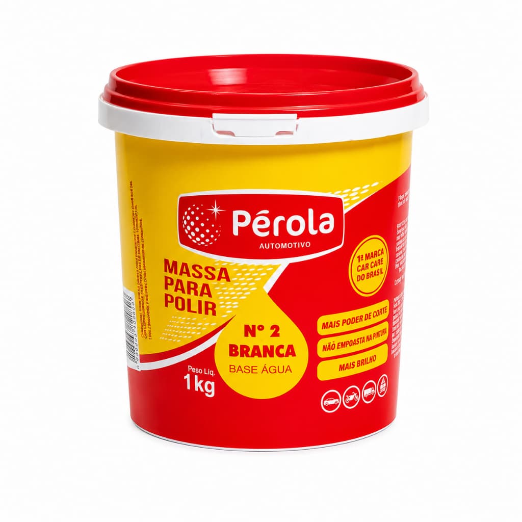 Massa para Polir Base Água Pérola 1kg - Alto Poder de Corte e Brilho Suave