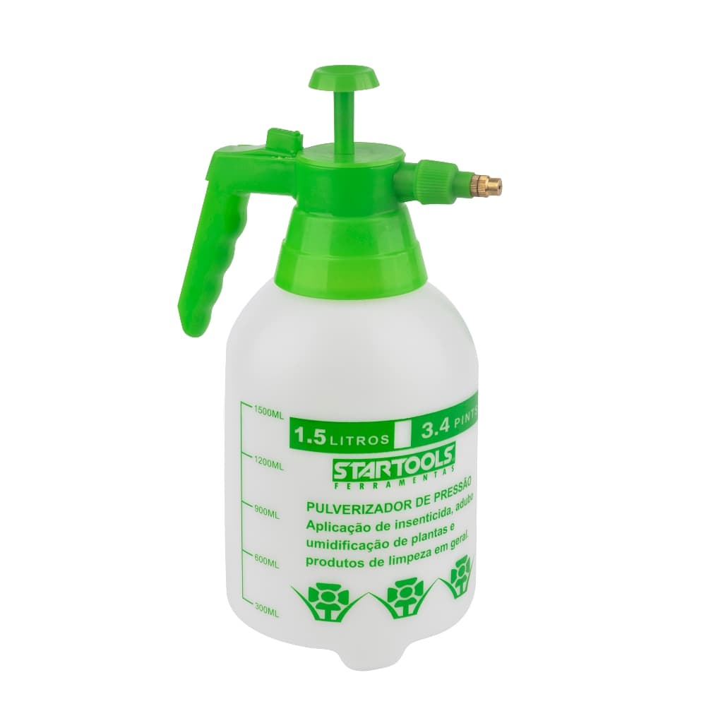 Pulverizador de Pressão Manual 1,5L com Bico Ajustável e Trava de Segurança