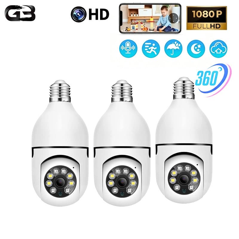 KIT Câmera De Segurança WIFI Lâmpada Sem Fio full HD IP 360°Com Microfone App PIX-LINK CAM 8177