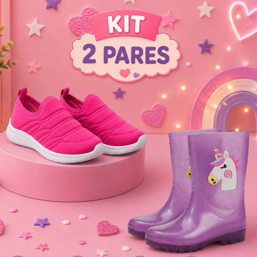 Kit Tênis Calce Fácil Infantil + Galocha Cano Alto Feminino