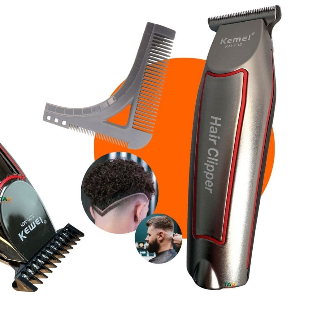 Aparador de Barba Profissional de Cortar Cabelo Masculino Recarregável + pente alinhador de barba
