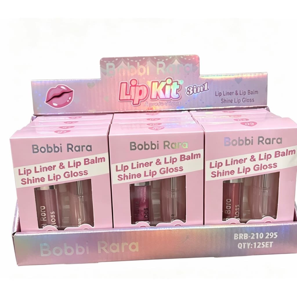 Kit Labial 3 em 1 Bobbi Rara | Brilho + Lápis + Bálsamo