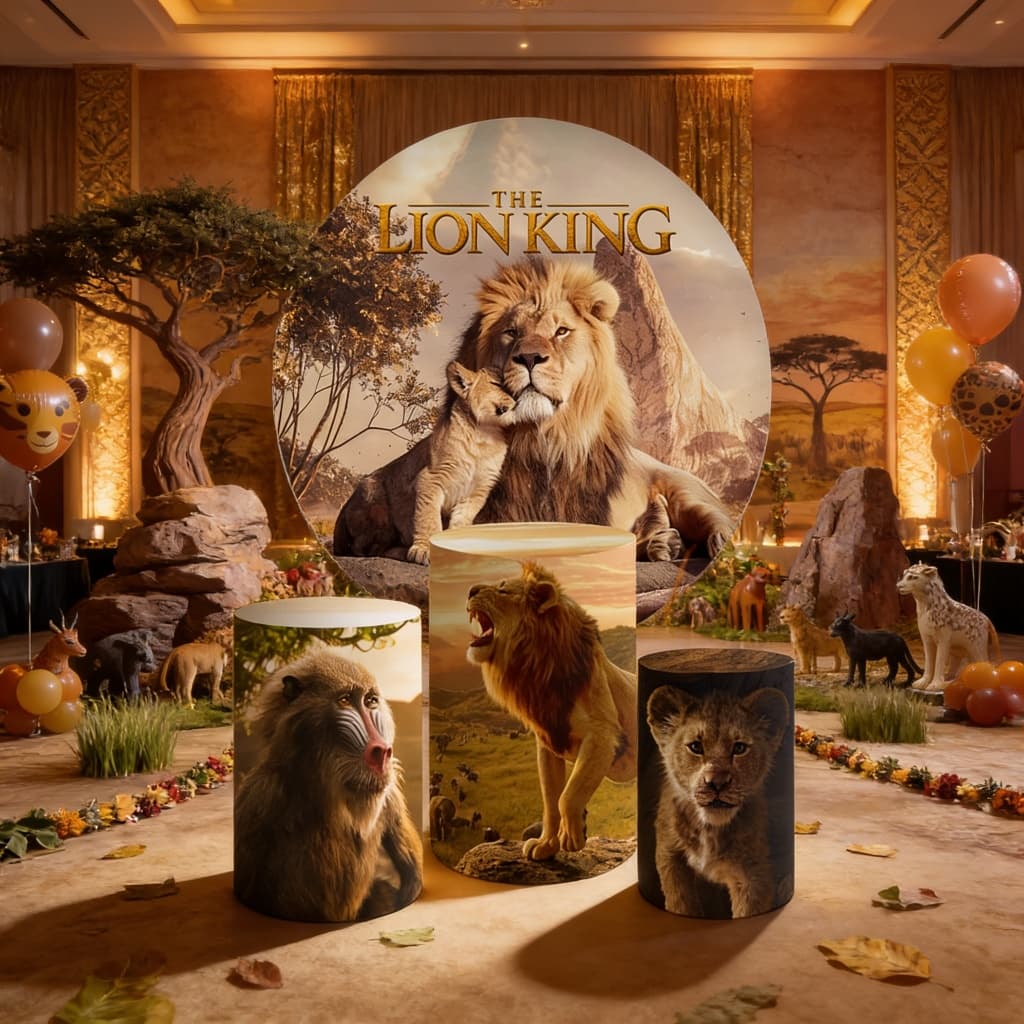 Capas Para Painel Redondo Trio Cilindros Painel de Mesa Rei Selva Leão