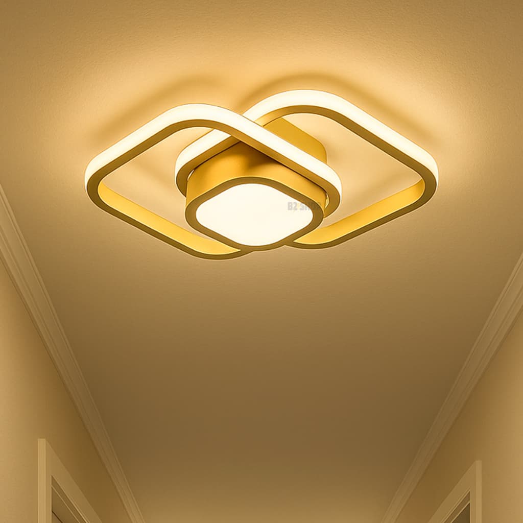 Lustre De LED Quadrado 3 Tons Teto Moderno Quarto Sala