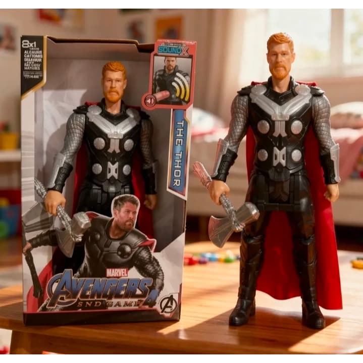 Boneco Thor Vingadores Avengers Grande 30 Cm Articulado Com Som De Batalhas De Lutas Heroes
