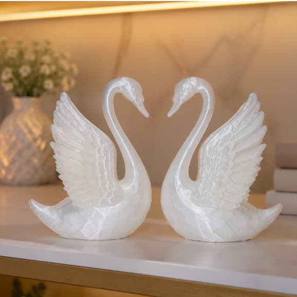 Cisne Decorativo Translúcido Luxo Efeito Cristal ou Negro Moderno Presente Especial