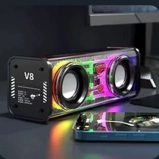 Caixa de Som Bluetooth Sem Fio Preta: Alto-Falante Duplo, Subwoofer e Tech Luz Super Potente com Função TWS