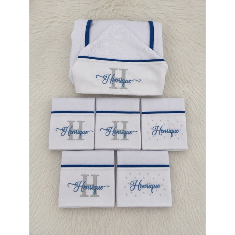 Kit fraldas Personalizadas Bordadas | 1 Toalha Fralda Dupla + 5 Fraldas Ombro | Enxoval Bebê