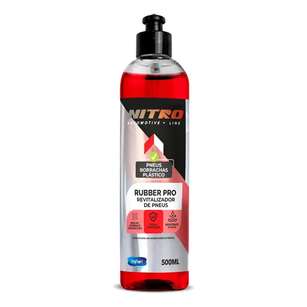 Nitro Rubber Pro Revitalizador de Pneus, Borrachas e Plástico Resistente à Água Brilho Intenso e Qualidade Premium
