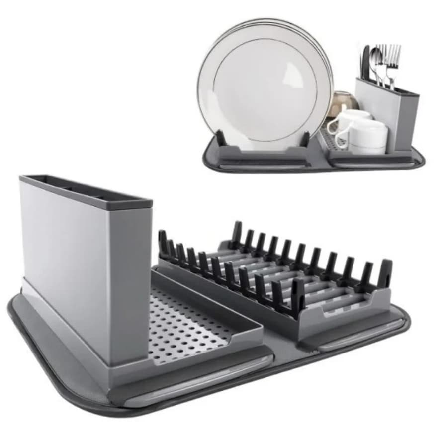 Escorredor De Louças Com Tapete Absorvente Microfibra Multiuso Rack De Secagem
