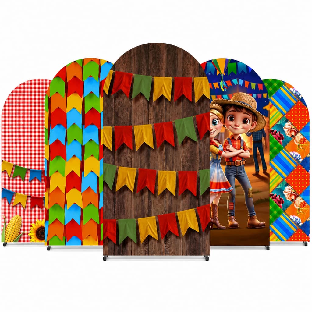 Painel Romano Festa Junina Decoração São João Arraiá Sublimado Em Tecido Veste Fácil 2x1m