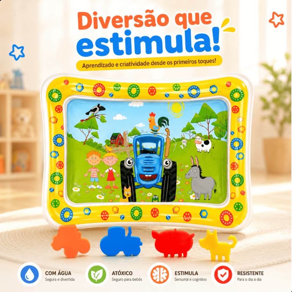 Tapete Inflável com Água Atividade Criança Brinquedo Infantil interativo Fundo do mar