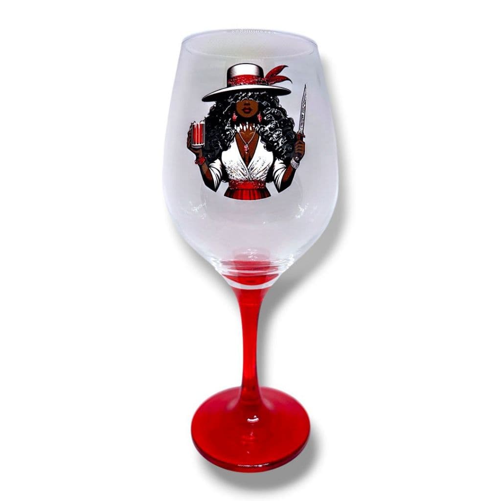 Taça Navalha Pomba Gira Fundo Vermelho Luxo Vidro Resistente Barone 380ml Oferenda Umbanda