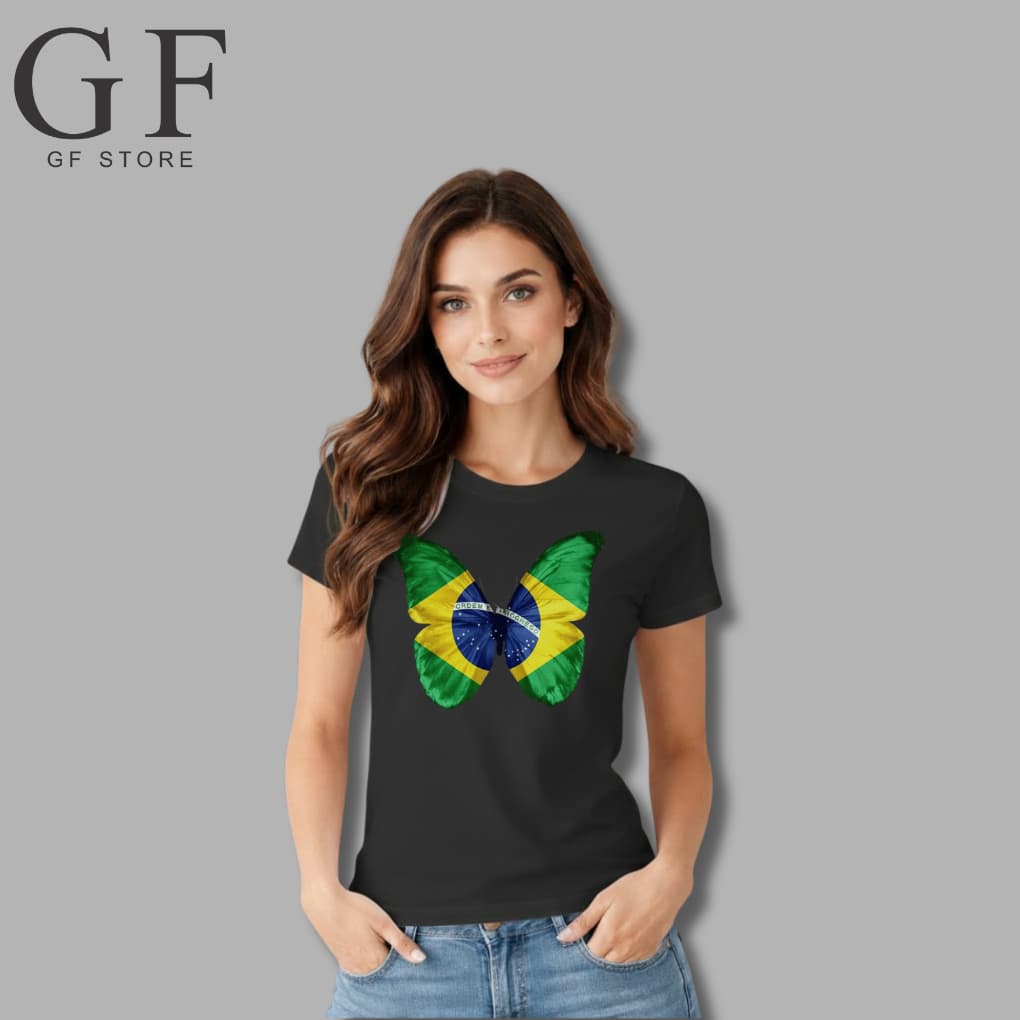 Blusa Feminina Brasil copa do mundo Verão Algodão Blusinha Copa Tshirt Tendencia BandeiraTorcida