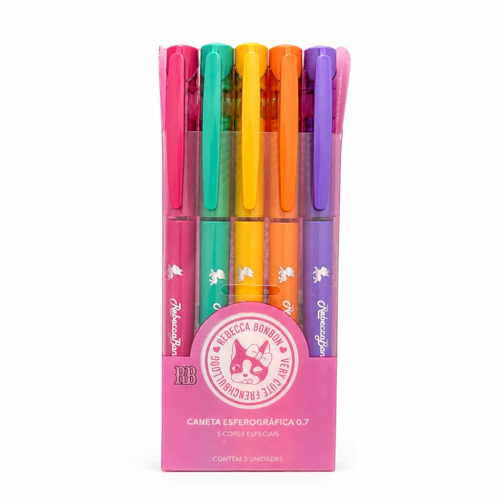 Kit Canetas Esferográficas Rebecca Bonbon RB - SkyPaper  - Ponta fina 0.7mm Coloridas