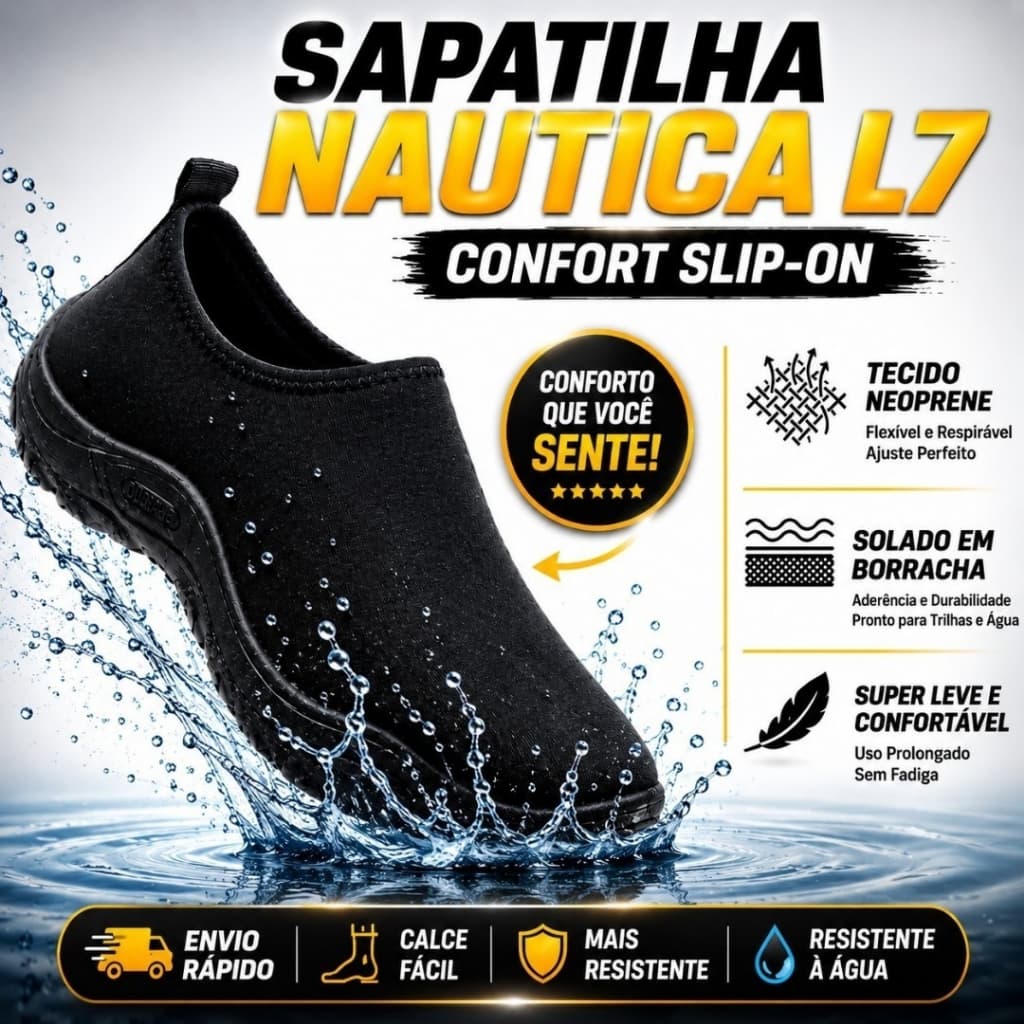 Sapatilha Aquatica Nautica Neoprene Sola Antiderrapante Calce facil Lançamento