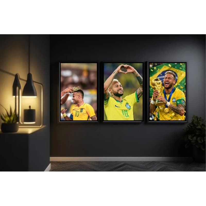 Quadros Decorativos Neymar Jr Jogador Seleção brasileira Para Sala Quarto Escritório Decoração