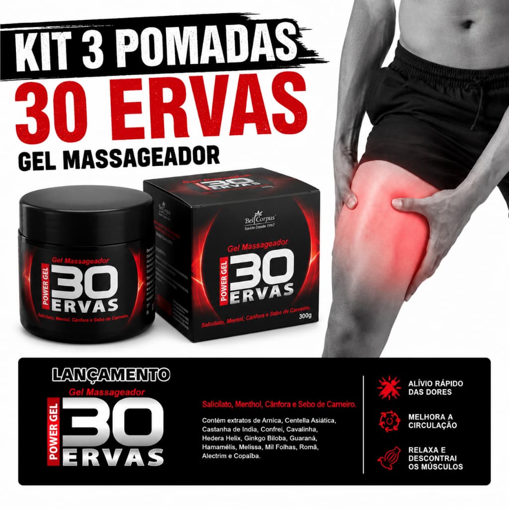 Massageador Gel 30 Ervas 250g Massagem Atleta Academia Relaxamento Mary Life Efeito Quente Frio Kit