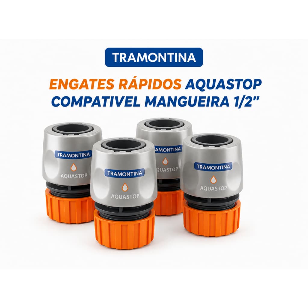 Engates Rápido Aquastop Tramontina 1/2"  Mangueira Jardim  Conector Stop Água Torneira
