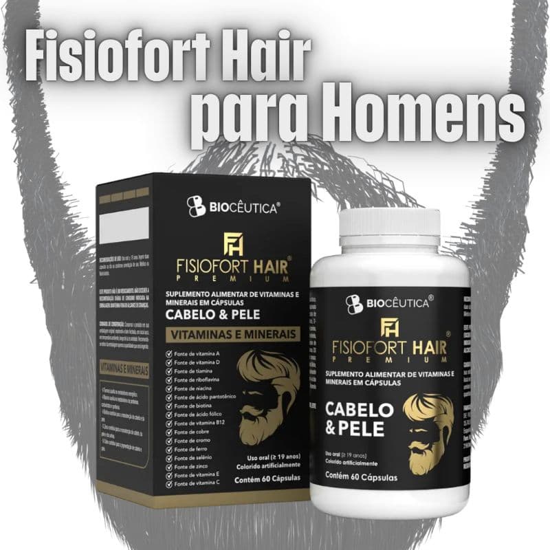 Fisiofort Hair Premium Vitamina Capilar Para Homens - 60 Cápsulas Cuidados Com Barba E Cabelo