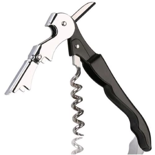 Abridor de Garrafas 12cm Simples Drink Articulado Prático Metal Preto Saca Beer Wine Rolhas Lata Aço