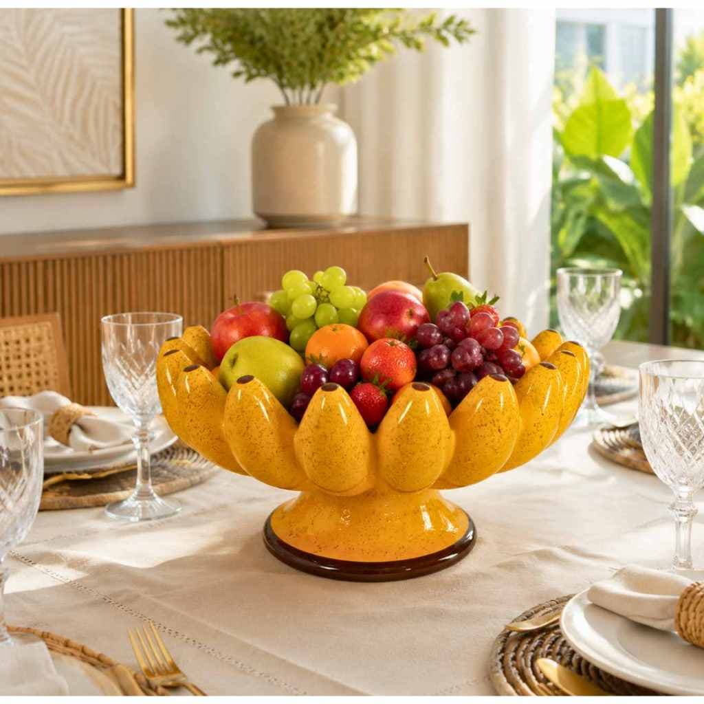 Centro de Mesa de Banana Decorativa Mesa Posta Luxo Cerâmica Elegante