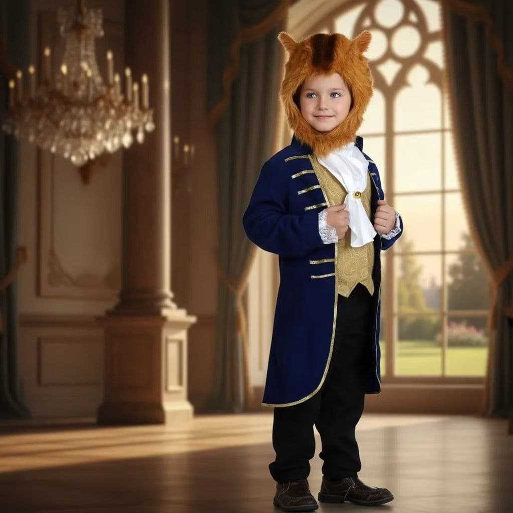 Fantasia Fera Realista com Máscara Bela e a Fera Contos de Fada Aniversário Festa Príncipe Cosplay