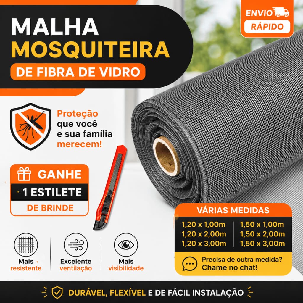 Tela /Malha Mosquiteira de Fibra de Vidro Telinha Mosquiteiro Contra Insetos Dengue e outros Insetos