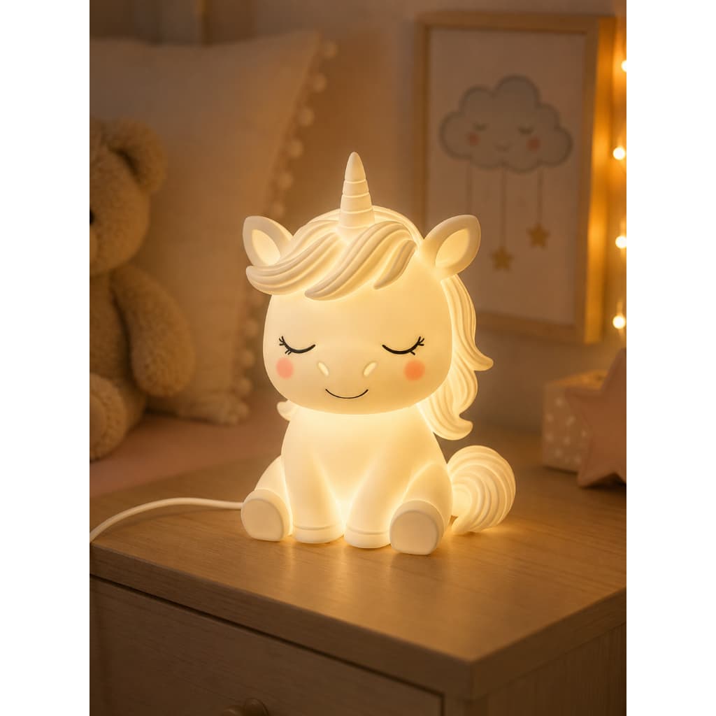Luminária Abajur Infantil Unicornio 3D Para Decoração Quarto de Crianças e Bebês