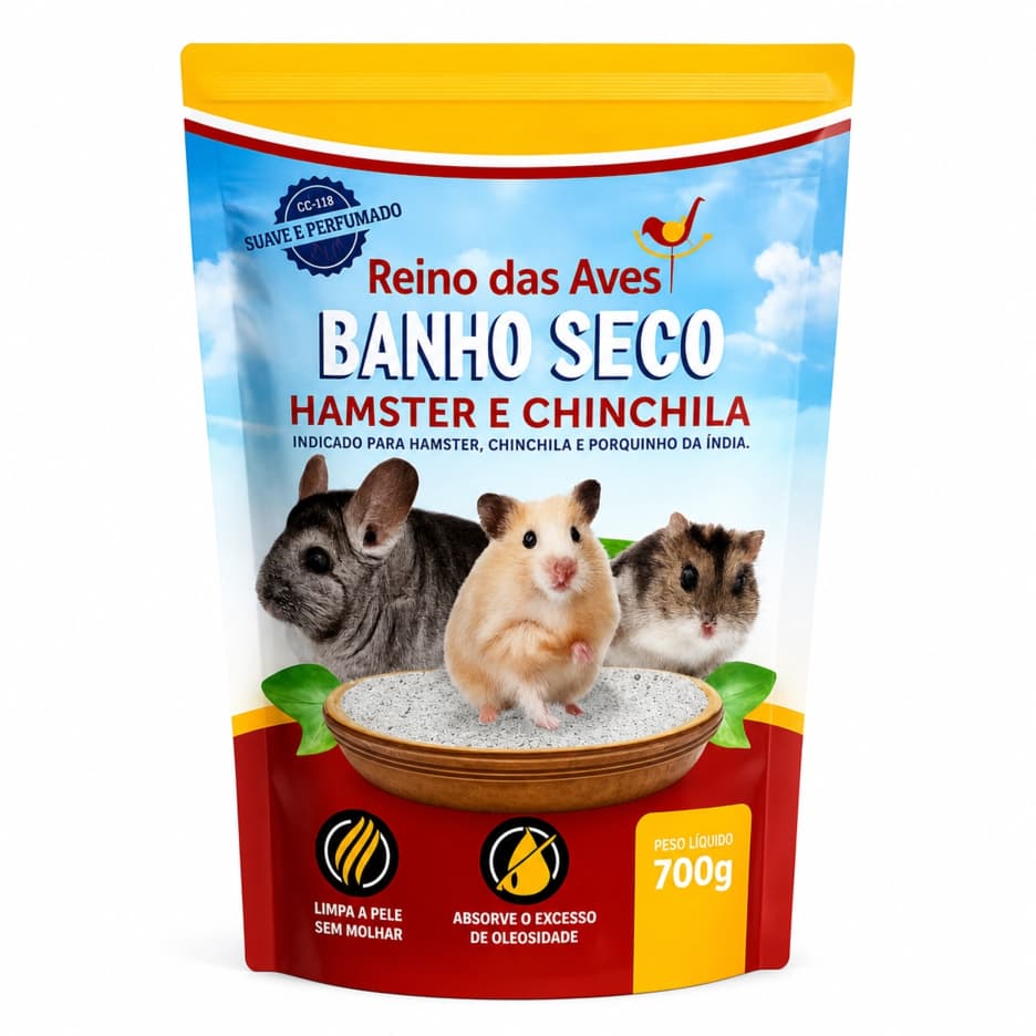 Banho Seco Para Hamster E Chinchila 700g Reino Das Aves