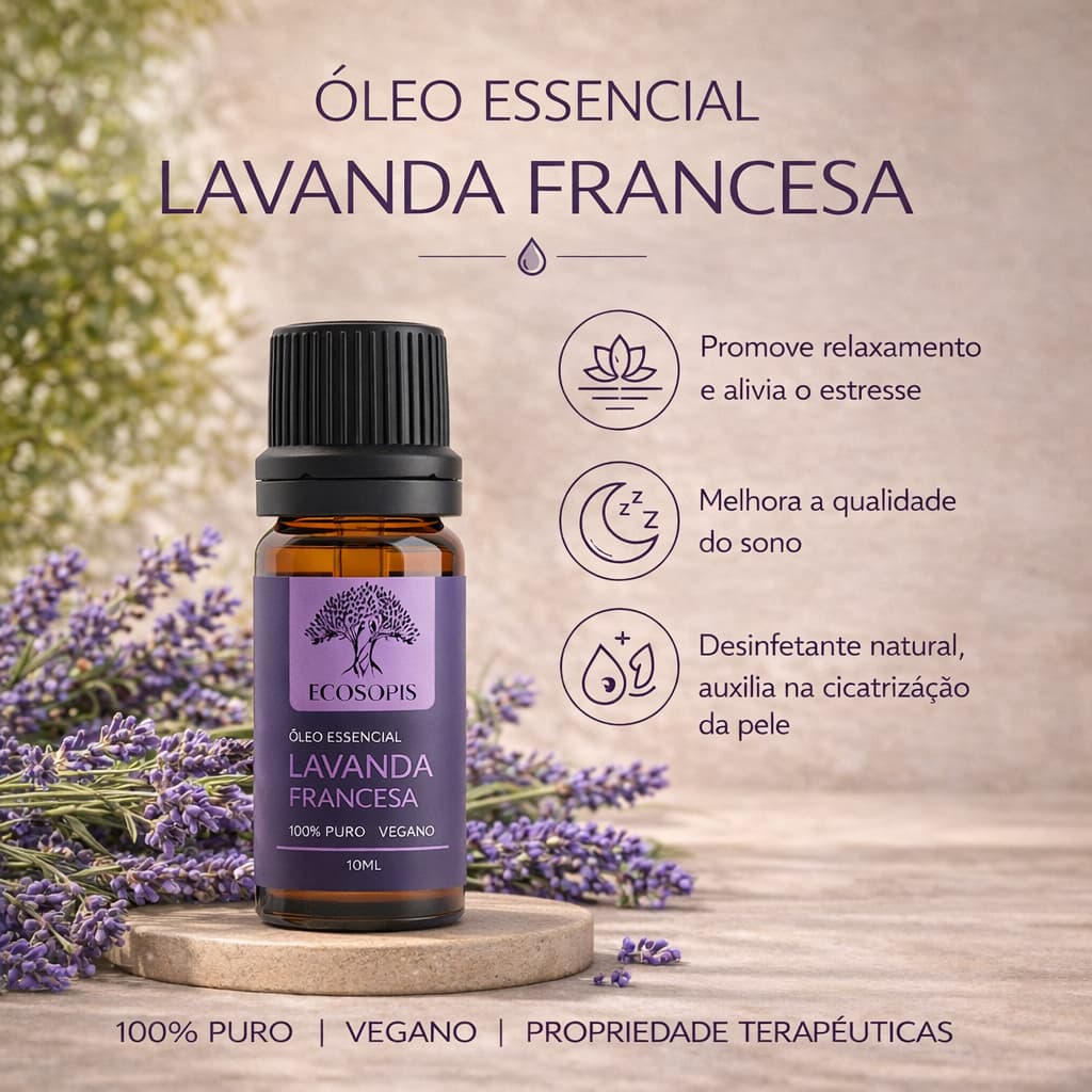 Óleo Essencial Lavanda Francesa 100% Puro 10ml