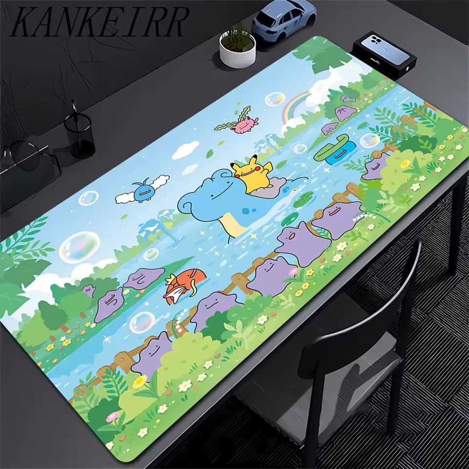 Mousepad Gamer 80x30 Antiderrapante Pikachu Chibli Fantasia Cute Kawaii Pkm Anime Ash Treinador