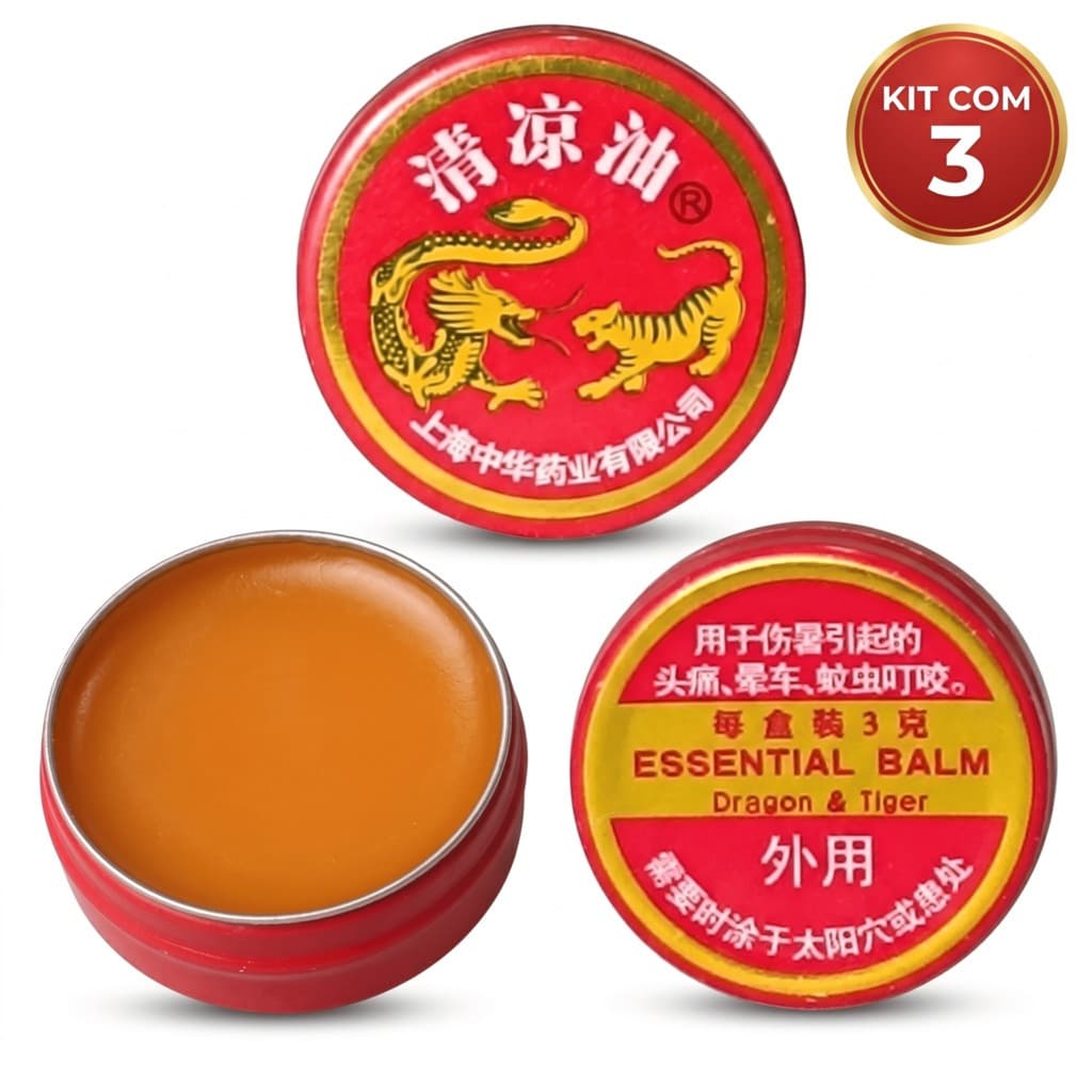 Bálsamo Chinês Tigre Dragão Kit 3 Massagem Dor