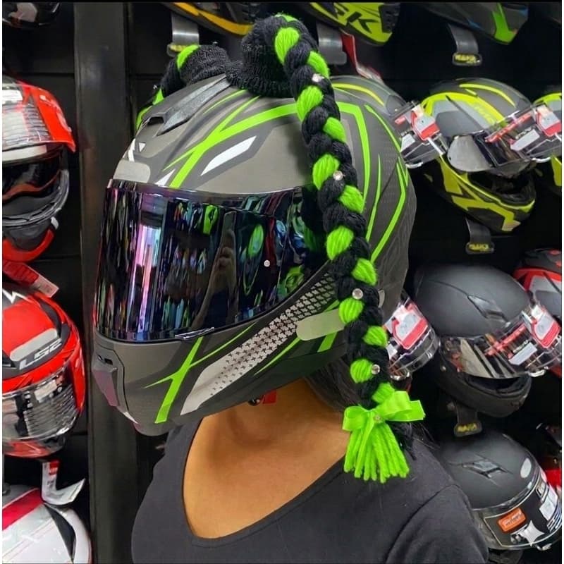 TRANÇA PARA CAPACETE MOTO MOTOGIRL MOTOPINK TRANÇA LÃ ACESSÓRIO