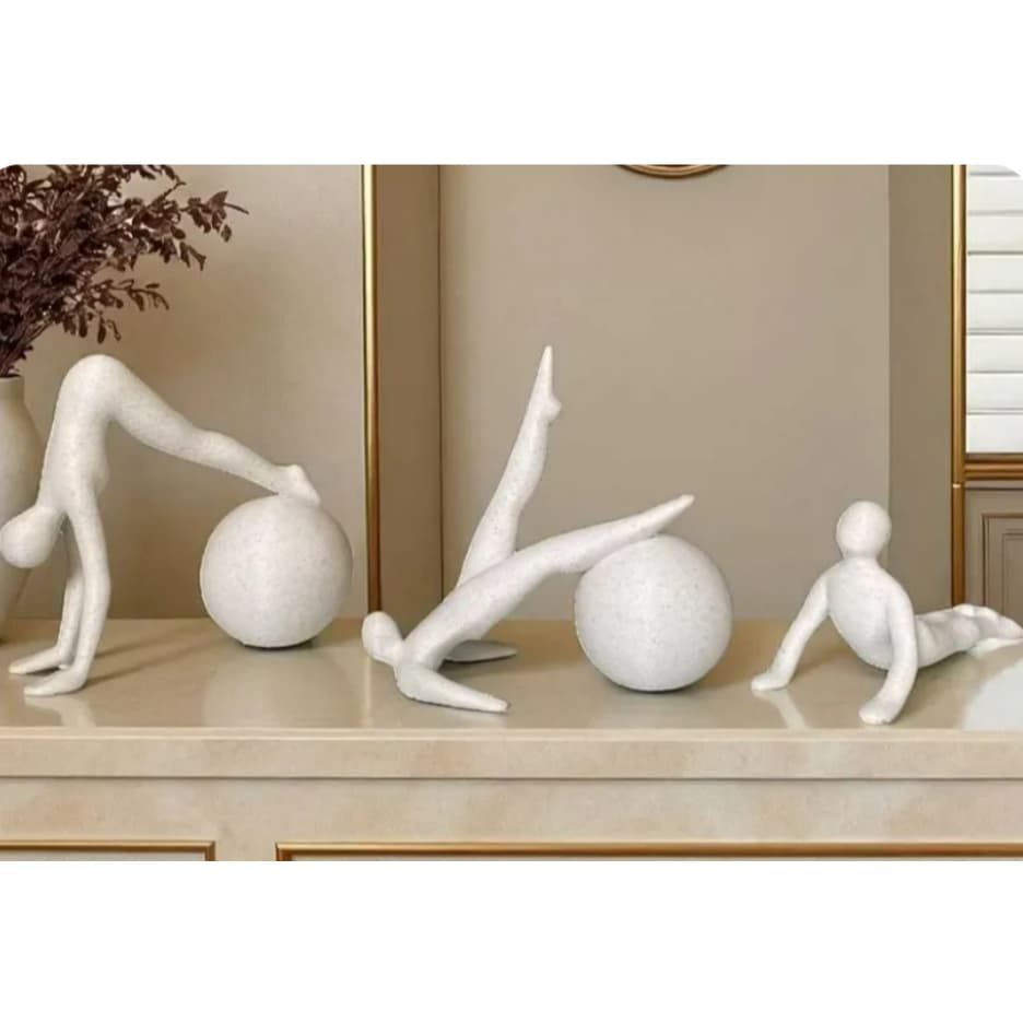 Kit 3 Estatuetas Decorativas Yoga e Pilates Esculturas Minimalistas Impresso em 3D para Sala e Escritório fisioterapeuta