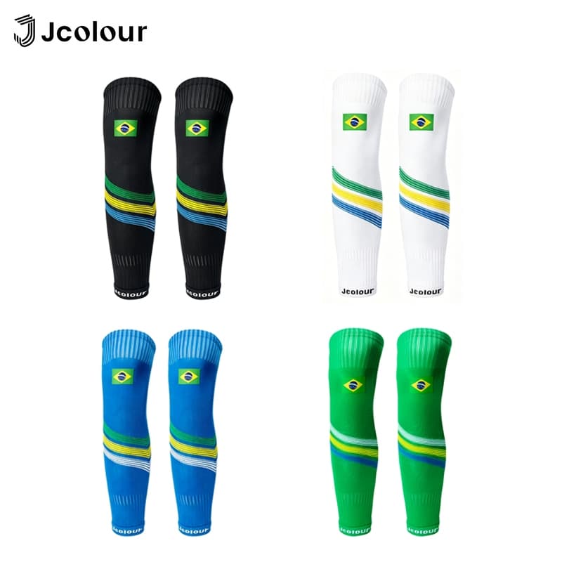 Jcolour Kit 4&6 Caneleiras de Compressão Cano Longo Alta Elasticidade Respirbilida Bandeira do Brasil