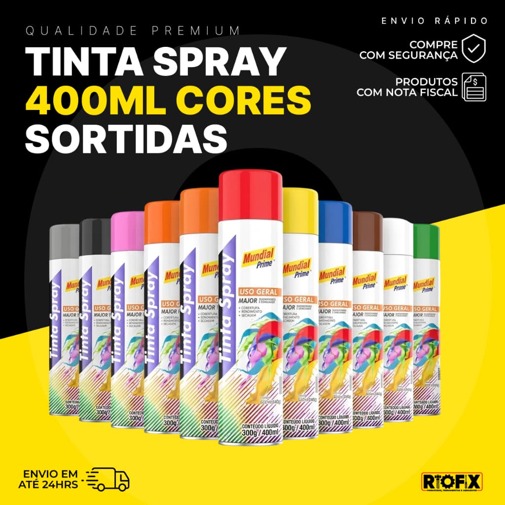 Tinta Spray 400ml Cores Sortidas Mundia Prime Uso Geral